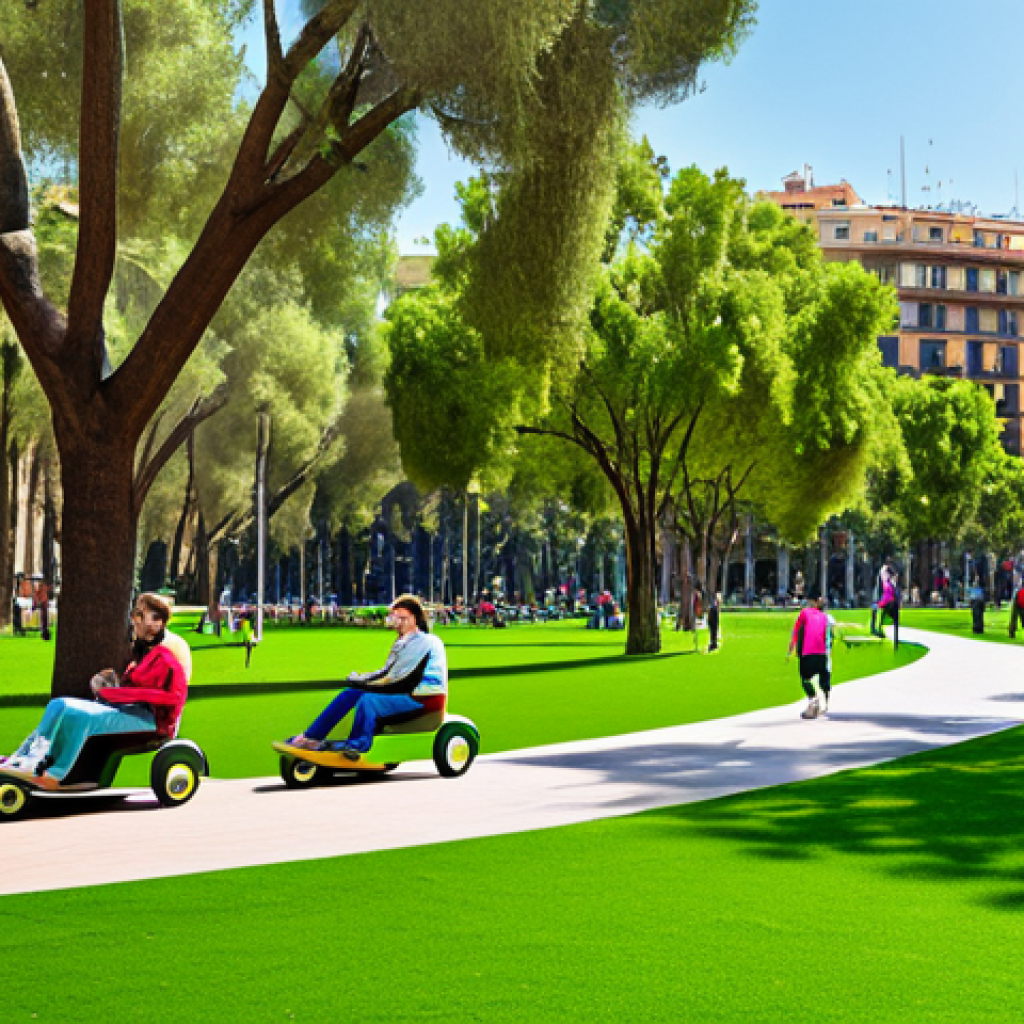 자연 기반 기후 솔루션의 다학제적 접근 - Urban Green Space**
"A vibrant urban park in Barcelona, with lush greenery and people enjoying recr...