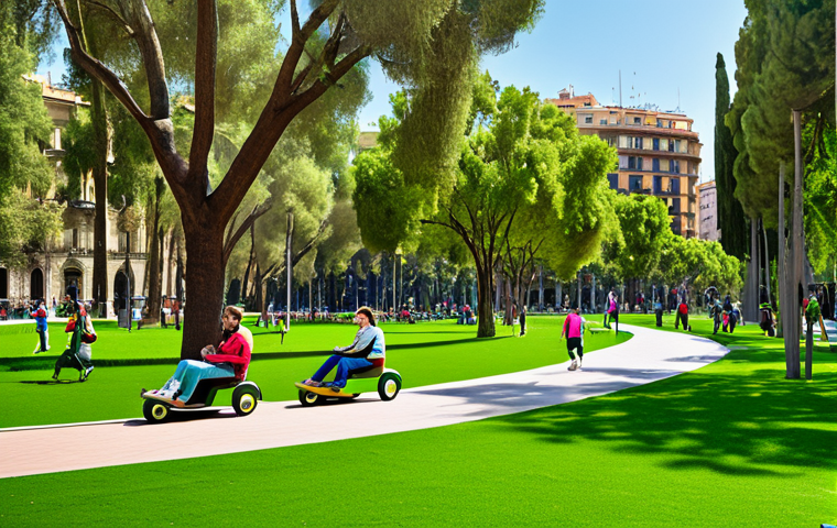 자연 기반 기후 솔루션의 다학제적 접근 - Urban Green Space**
"A vibrant urban park in Barcelona, with lush greenery and people enjoying recr...