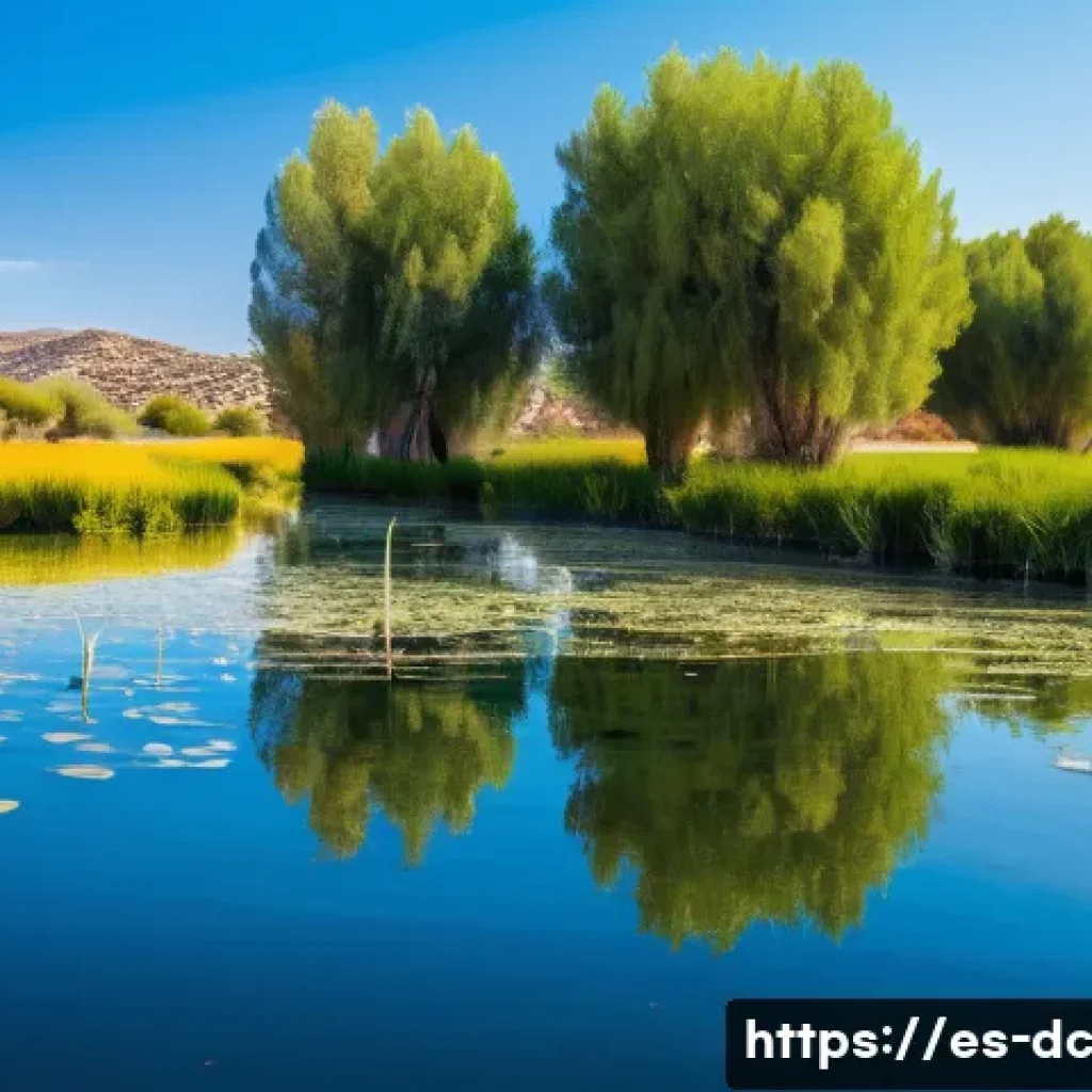자연 기반 기후 솔루션의 기초 원리 - A vibrant Spanish wetland ecosystem in spring, showing native plants, diverse bird species including...