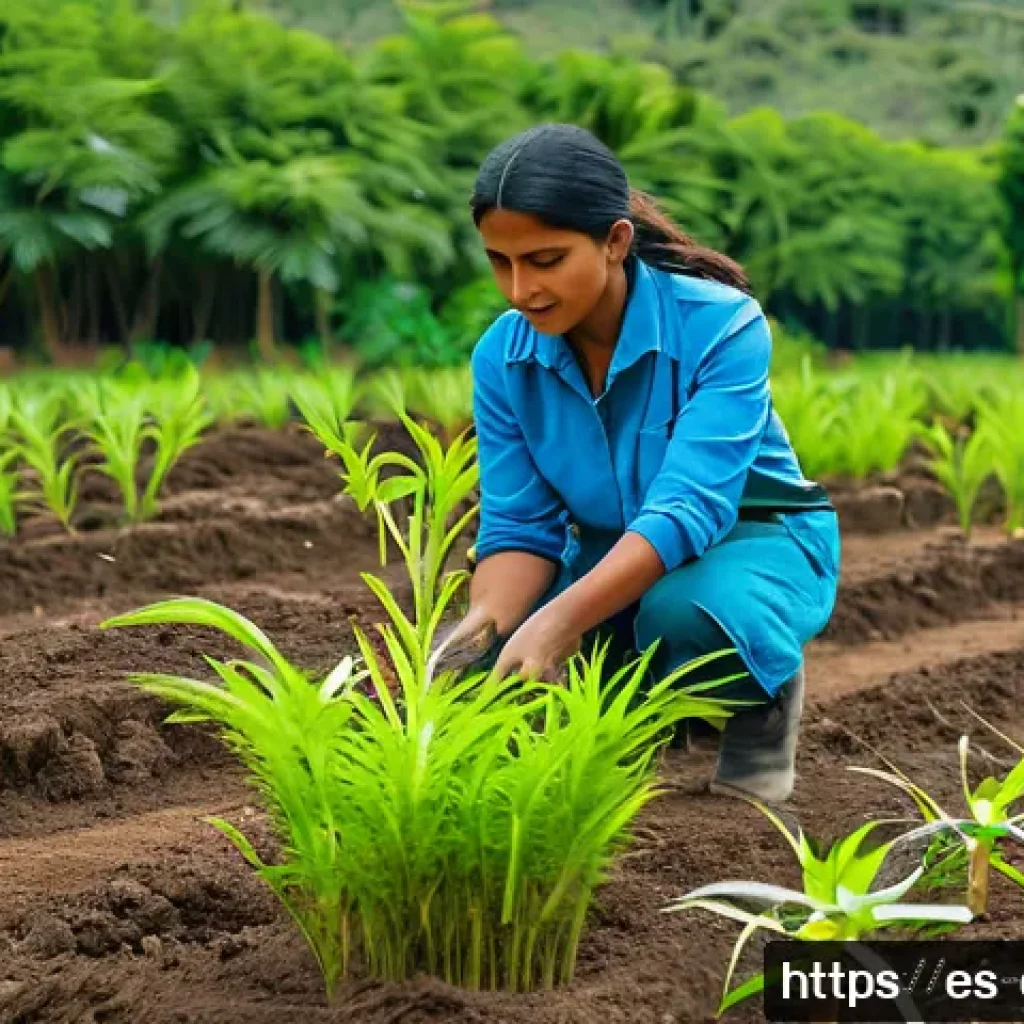 자연 기반 기후 솔루션의 국제 협력 사례 - A vibrant Latin American reforestation project scene showing diverse local workers including women a...