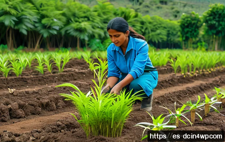 자연 기반 기후 솔루션의 국제 협력 사례 - A vibrant Latin American reforestation project scene showing diverse local workers including women a...