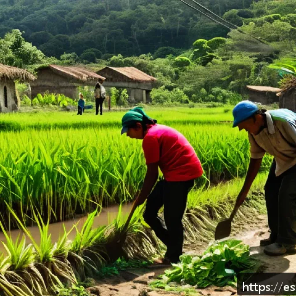 자연 기반 기후 솔루션의 경제적 이점 - A vibrant community scene in a Latin American rural village where diverse local people are actively ...